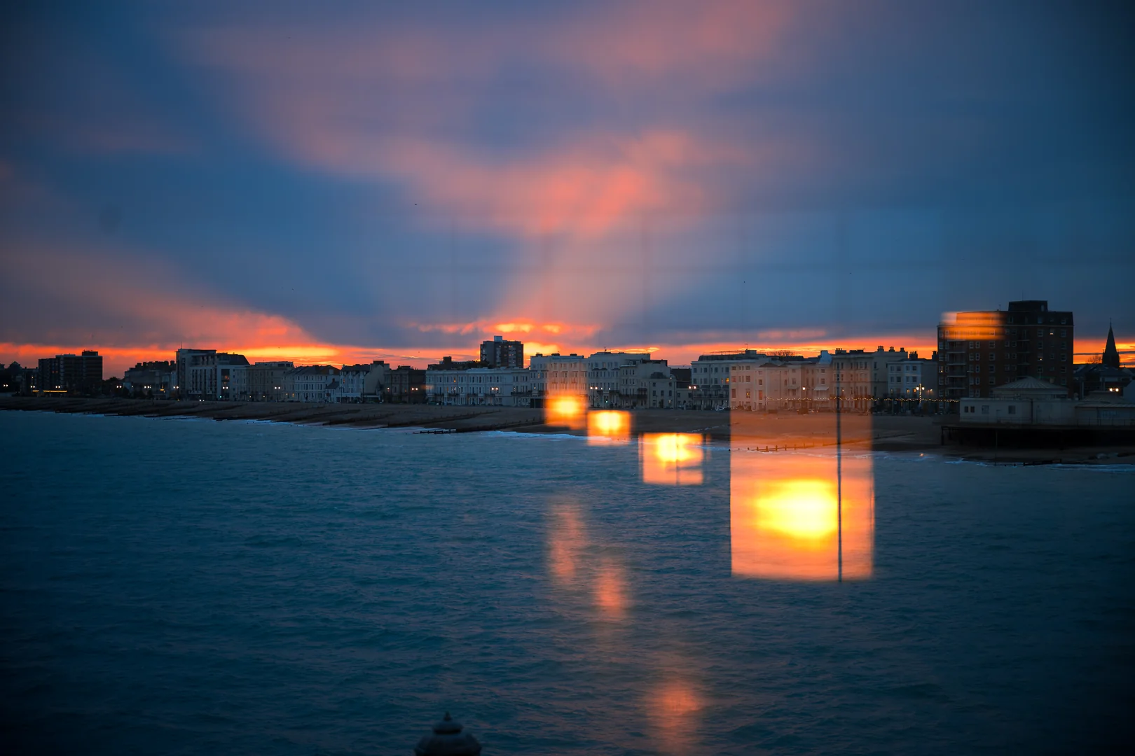 Looking west from the pier at high tide